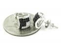 .925 white sterling silver black & white cz earrings 0.72ct