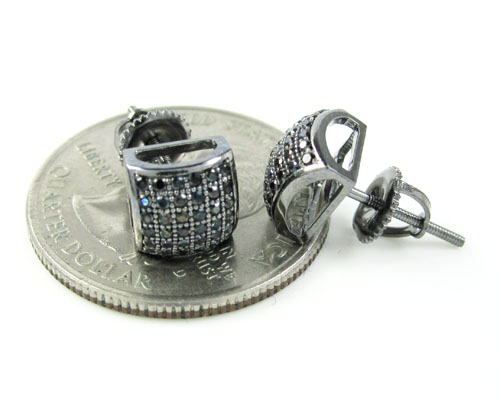 .925 black sterling silver black cz earrings 0.72ct