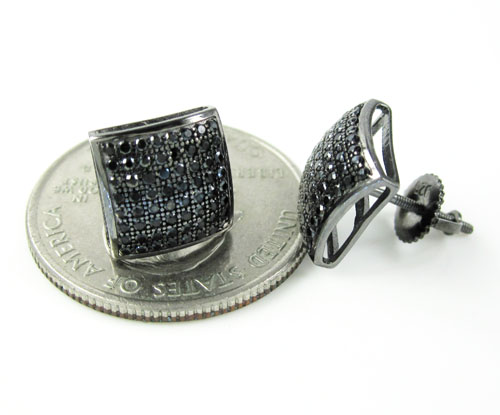 .925 black sterling silver black cz earrings 1.28ct