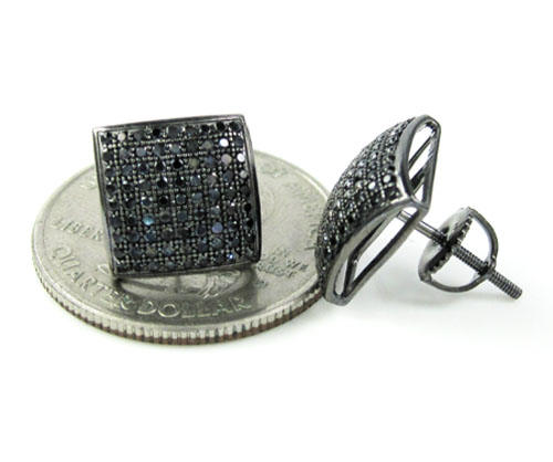 .925 black sterling silver black cz earrings 1.28ct