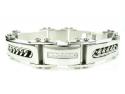 Mens white stainless steel spring loaded cz bracelet 0.18ct