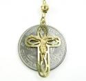 14k yellow gold diamond cut bead jesus cross rosary 26 inch 5mm