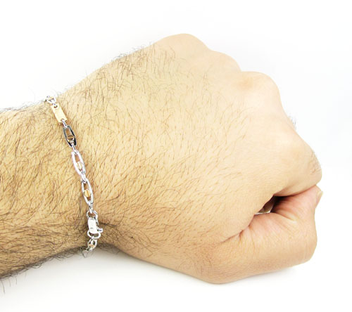 Mens baraka 18k rose & white gold fancy screw link bracelet 8 inches 4mm - Image 4