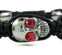 Red rhinestone copper macramé skull bead rope bracelet 8.00ct