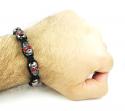 Red rhinestone copper macramé skull bead rope bracelet 8.00ct
