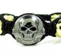 Red rhinestone copper macramé skull bead rope bracelet 6.00ct