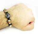 Red rhinestone copper macramé skull bead rope bracelet 6.00ct