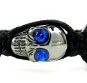 Blue rhinestone copper macramé skull bead rope bracelet 6.00ct