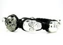 White rhinestone copper macramé skull bead rope bracelet 6.00ct