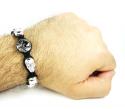 White rhinestone copper macramé skull bead rope bracelet 6.00ct