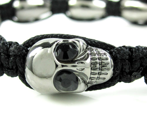 Multi colored rhinestone copper macramé skull bead rope bracelet 8.00ct - Image 3