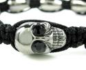 Multi colored rhinestone copper macramé skull bead rope bracelet 8.00ct