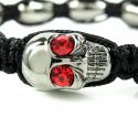 Multi colored rhinestone copper macramé skull bead rope bracelet 8.00ct