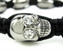 Multi colored rhinestone copper macramé skull bead rope bracelet 8.00ct