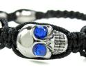 Multi colored rhinestone copper macramé skull bead rope bracelet 8.00ct