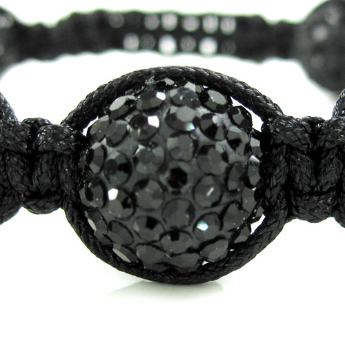 Black rhinestone copper macramé skull bead rope bracelet 14.00ct