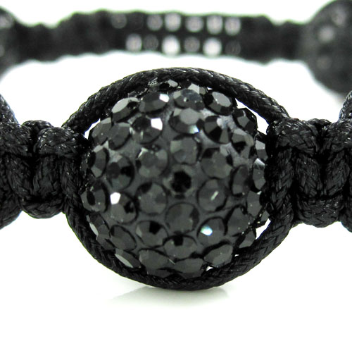 Black rhinestone copper macramé skull bead rope bracelet 14.00ct - Image 2