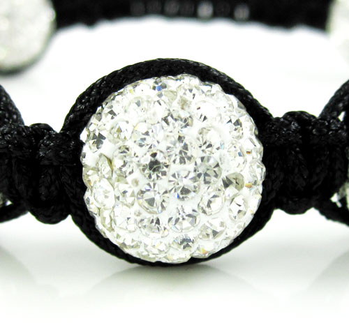 Black & white rhinestone copper macramé skull bead rope bracelet 14.00ct - Image 2