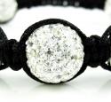 Black & white rhinestone copper macramé skull bead rope bracelet 14.00ct