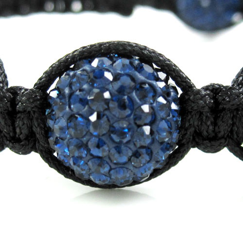 Blue rhinestone copper macramé skull bead rope bracelet 15.00ct