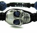Blue rhinestone copper macramé skull bead rope bracelet 15.00ct