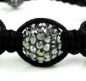 Black smoke mirrored rhinestone copper macramé skull bead rope bracelet 15.00ct