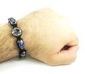 Blue rhinestone copper macramé skull bead rope bracelet 2.00ct