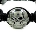 White rhinestone copper macramé skull bead rope bracelet 2.00ct
