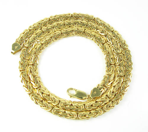 10k yellow gold flat byzantine chain 18 inch 6.5mm