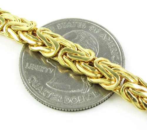 10k yellow gold flat byzantine chain 18 inch 6.5mm - Image 4