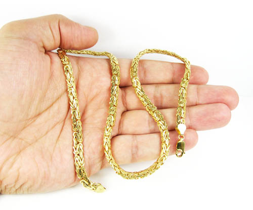 10k yellow gold flat byzantine chain 18 inch 6.5mm - Image 7