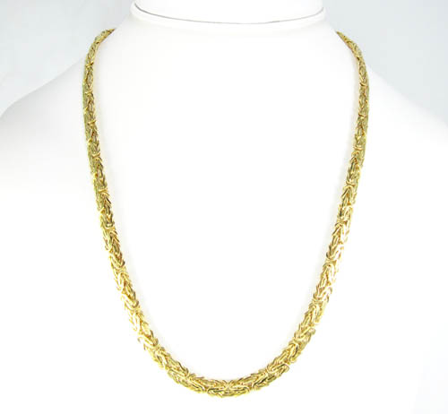 10k yellow gold flat byzantine chain 18 inch 6.5mm