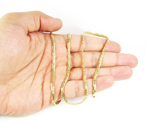 10k yellow gold flat byzantine chain 16 inch 4mm - Image 5