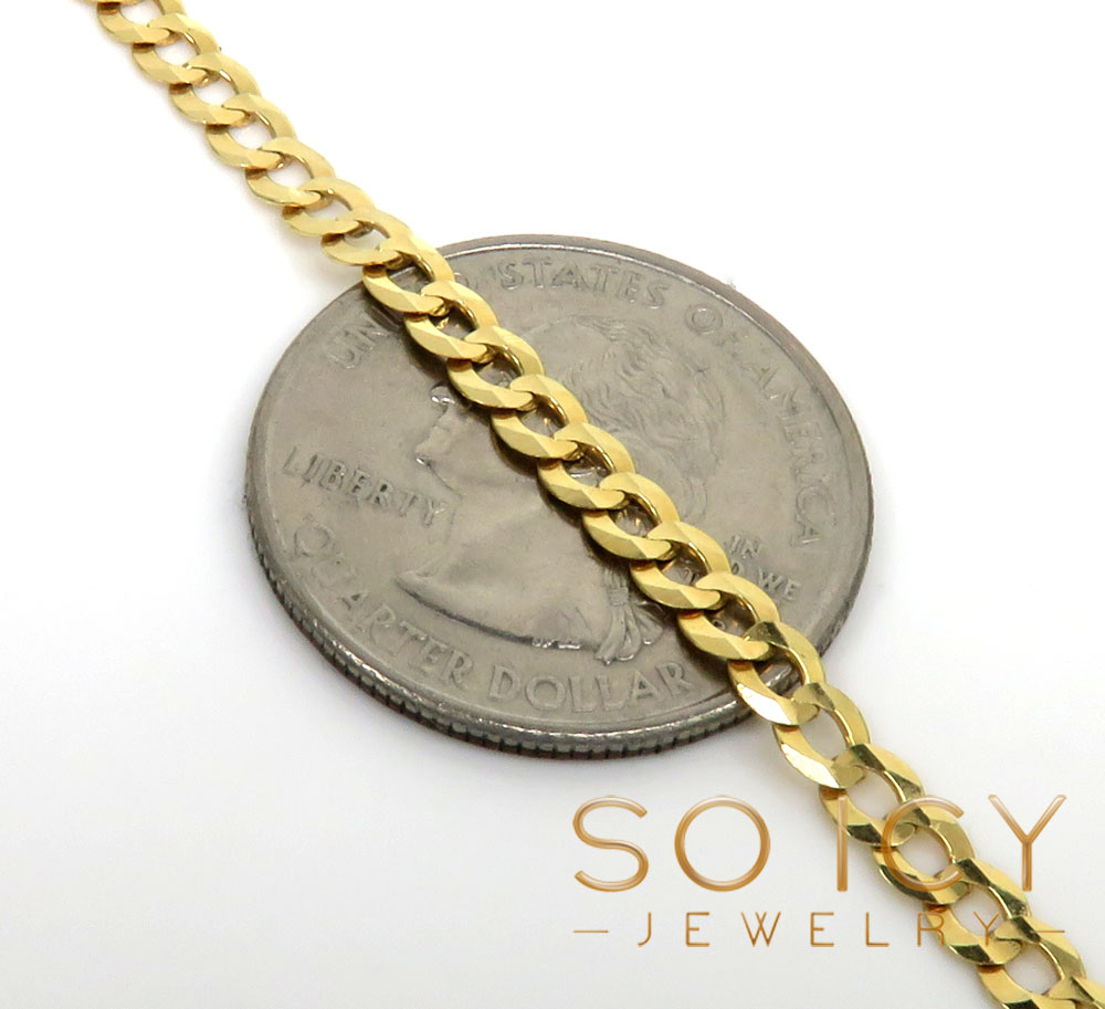 10k yellow gold solid cuban chain 18-30 inch 3.80mm