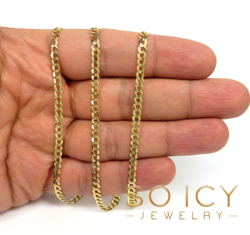 10k yellow gold solid cuban chain 18-30 inch 3.80mm