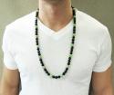 Lime green rhinestone macramé black onyx faceted bead chain 17.00ct