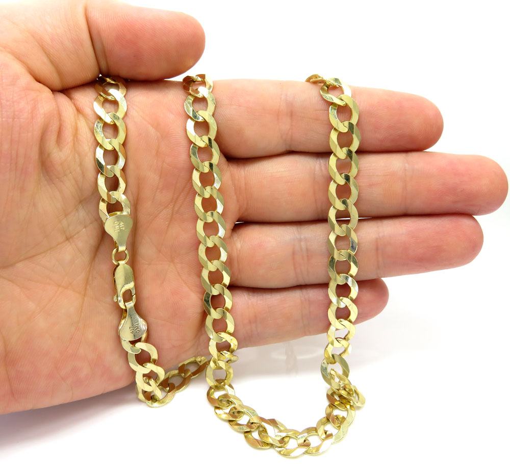 10k yellow gold solid cuban chain 20-30