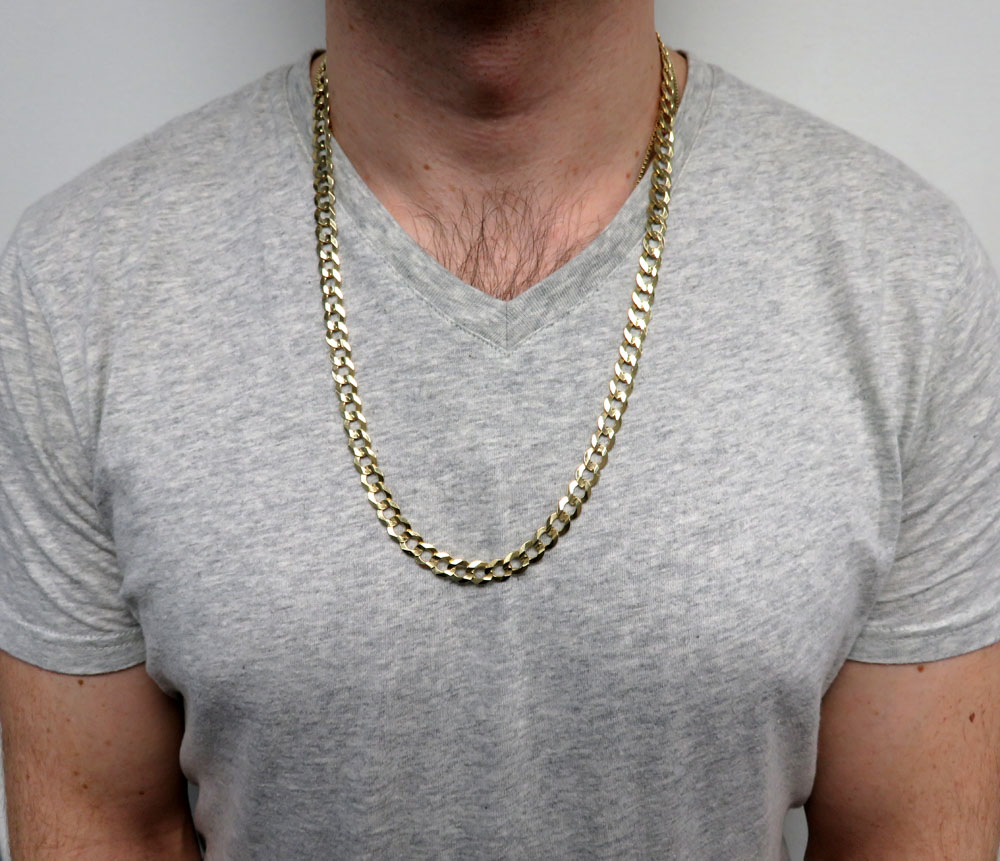 10k yellow gold solid cuban chain 20-30