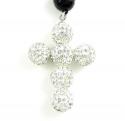 Black onyx rhinestone faceted bead rosary chain 17.00ct