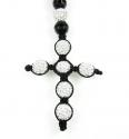 Black onyx rhinestone faceted bead rosary chain 24.00ct
