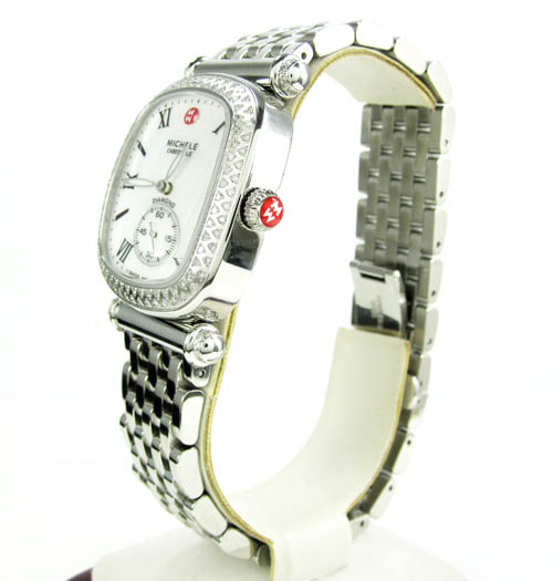 Ladies michele caber isle diamond white stainless steel watch 0.58ct