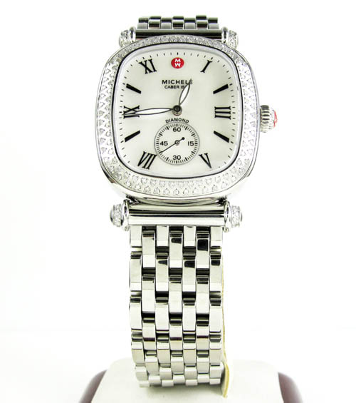 Ladies michele caber isle diamond white stainless steel watch 0.58ct