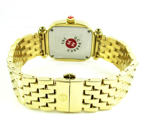 Ladies michele caber isle diamond yellow stainless steel watch 0.58ct