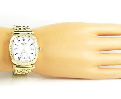 Ladies michele caber isle diamond yellow stainless steel watch 0.58ct - Image 5