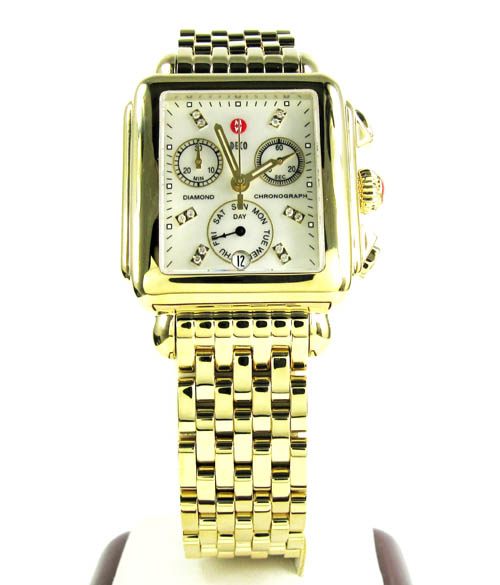 Ladies michele deco day diamond dial yellow stainless steel watch 0.05ct - Image 2
