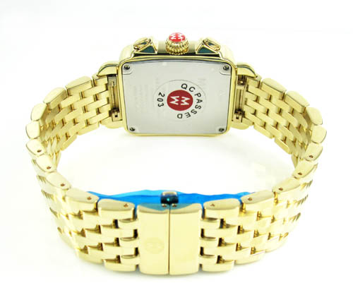 Ladies michele deco day diamond yellow stainless steel watch 0.66ct
