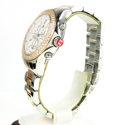 Ladies michele jetway diamond white & rose stainless steel watch 0.50ct - Image 3