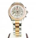 Ladies michele jetway diamond white & rose stainless steel watch 0.50ct