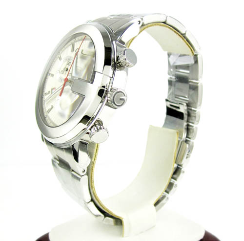 Mens gucci chronograph white stainless steel watch