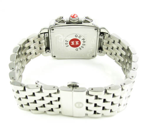 Ladies michele deco day diamond dial white stainless steel watch 0.05ct